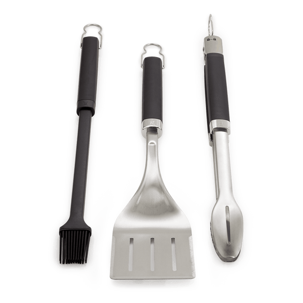 3 Piece Tool Set Tongs Spatula And Basting Brush